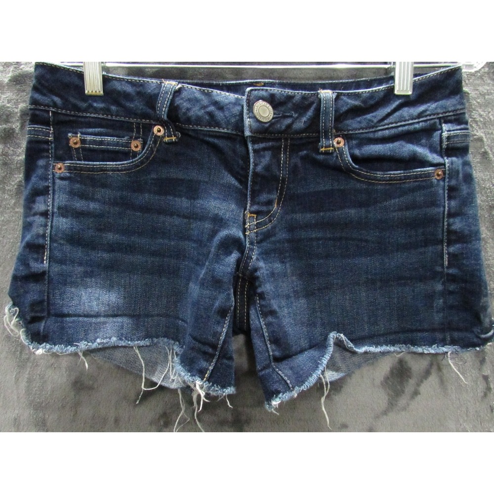American Eagle Outfitters Women's Size 4 Dark Wash Denim Frayed Hem Stretch